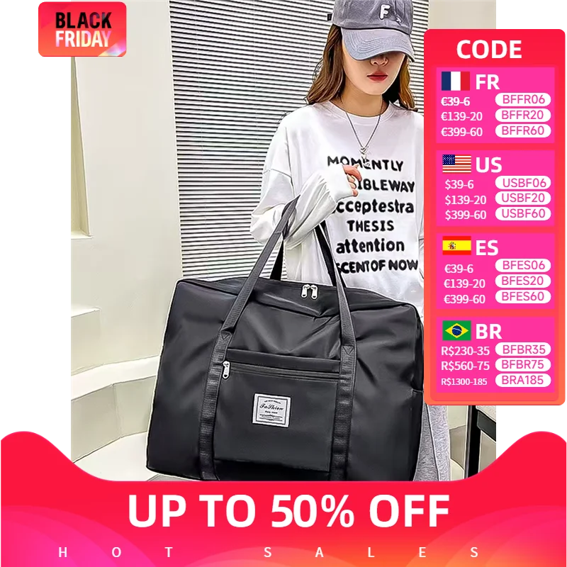 Bolso de mano de gran capacidad para mujer, bolsa de lona de nailon resistente al agua, bolso de almacenamiento de viaje para Gimnasio Deportivo