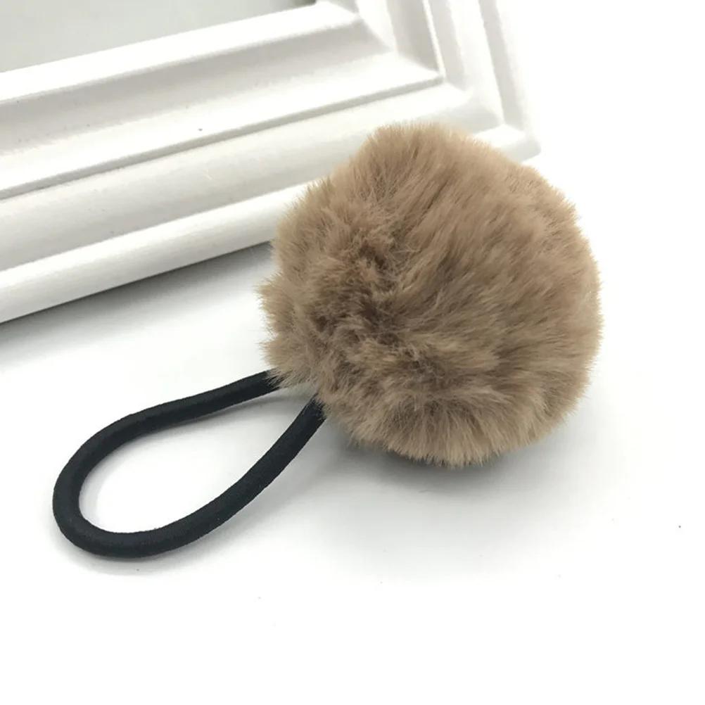 

12 pcs Ball Hair Ties Fake Rabbit Scrunchies Elastic Ponytail Holders Women Girls Gift Set White Pink Sky Blue Khaki Light