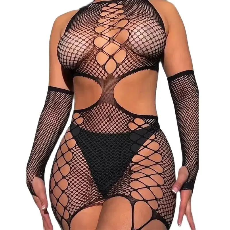 Sexy Full Bodystockings Women Lingerie Sexy Fishnet Bodysuit Crotchless Underwear Porn Dress Mesh Clothes Erotic Costume Sex Set