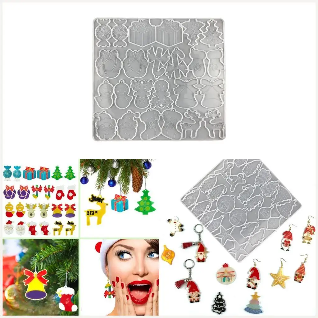 

Christmas Earrings Epoxy Resin Mold Xmas Ear Danglers Pendants Silicone Mould