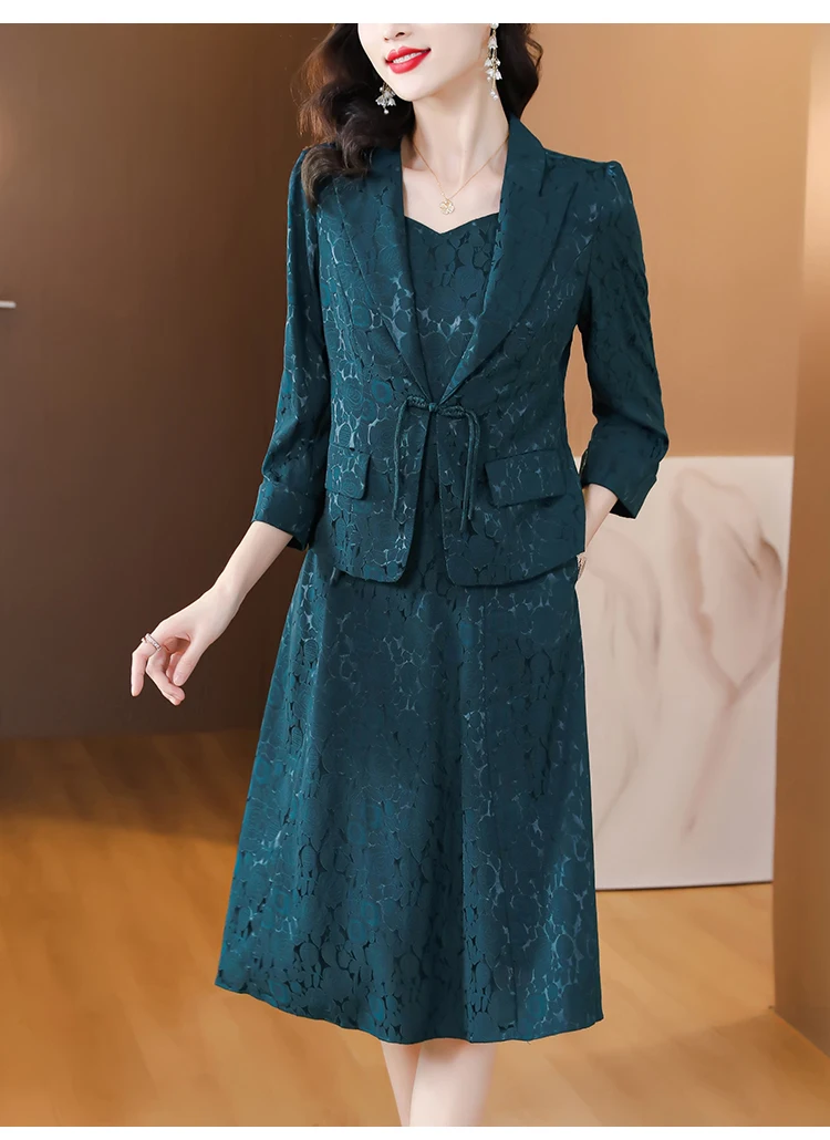 AIMEILI Women Spring Elegant Dress Suit Set High Quality Office Cocktail Party Robe Femme Vintage Designer Pencil Vestidos