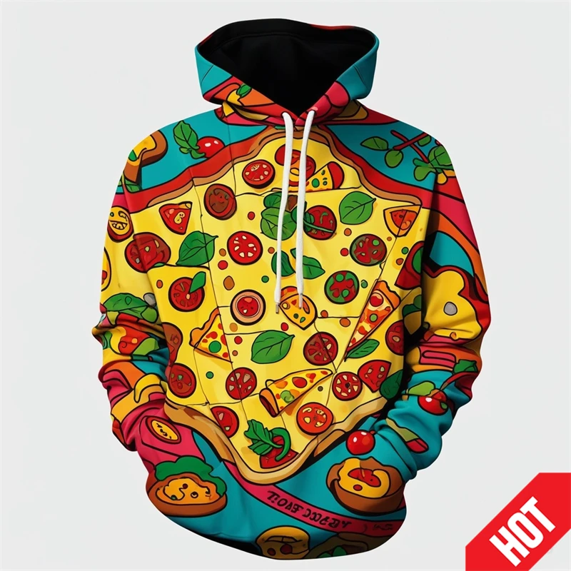 Pepperoni Pizza 3D Print Hoodie Pullover Hipster Food Hoody Casual Streetwear Funny Women Men Unisex Clothing New Design Hoodies