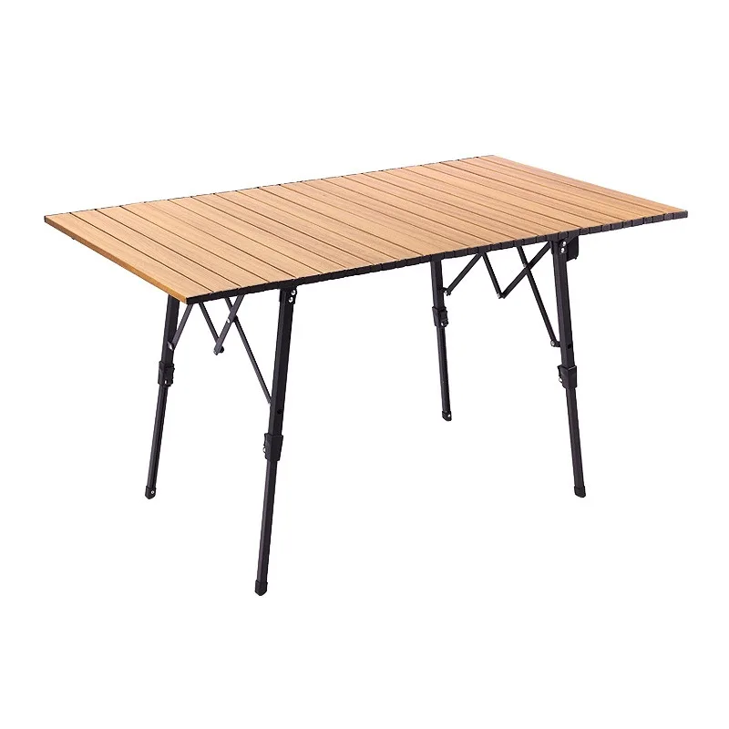Outdoor camping folding table All-terrain lifting table Camping aluminum alloy rolling table