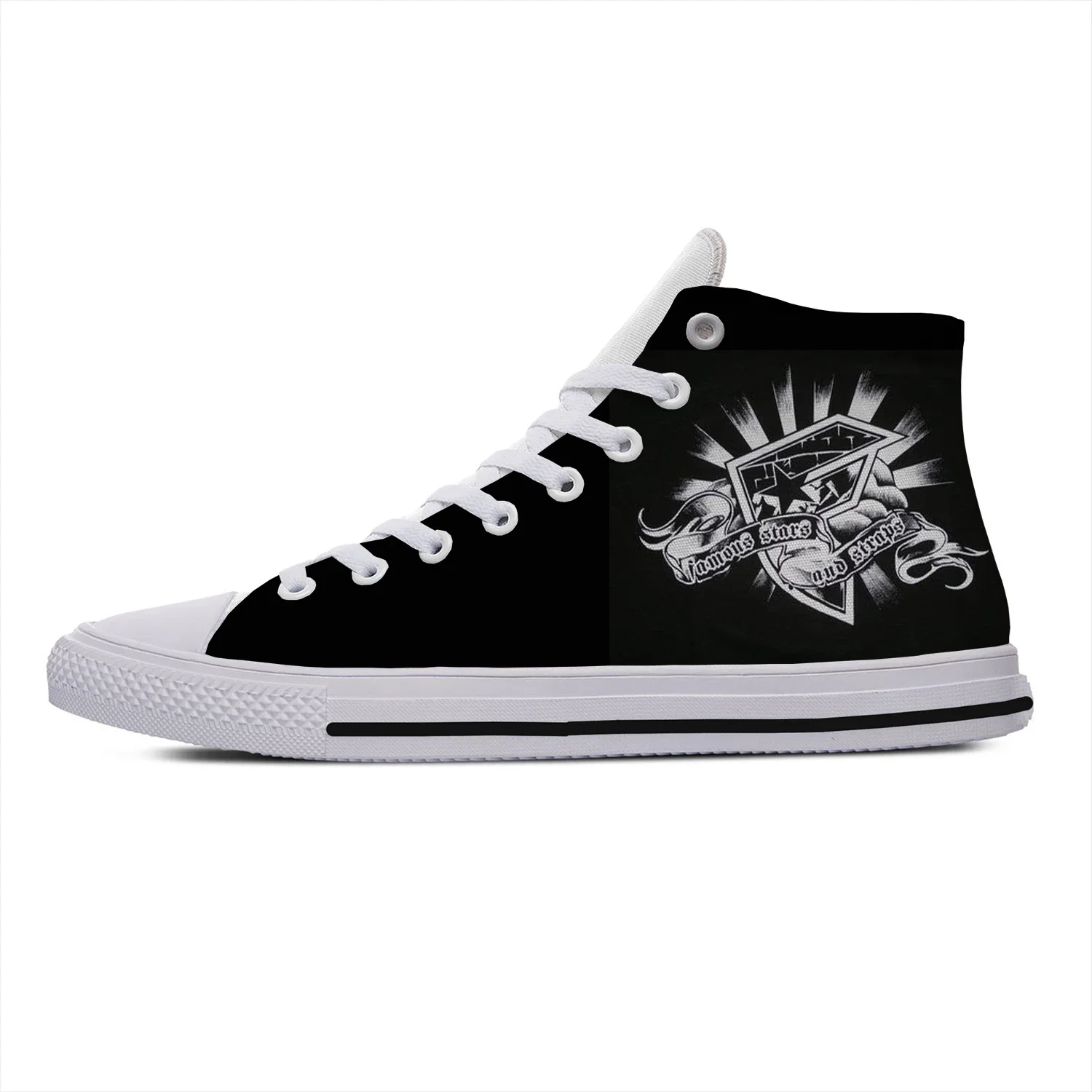 Hot Cool Famous Stars and Straps Skull Harajuku High Top Canvas Shoes Men Women Casual Breathable Sneakers Classic Board Shoes