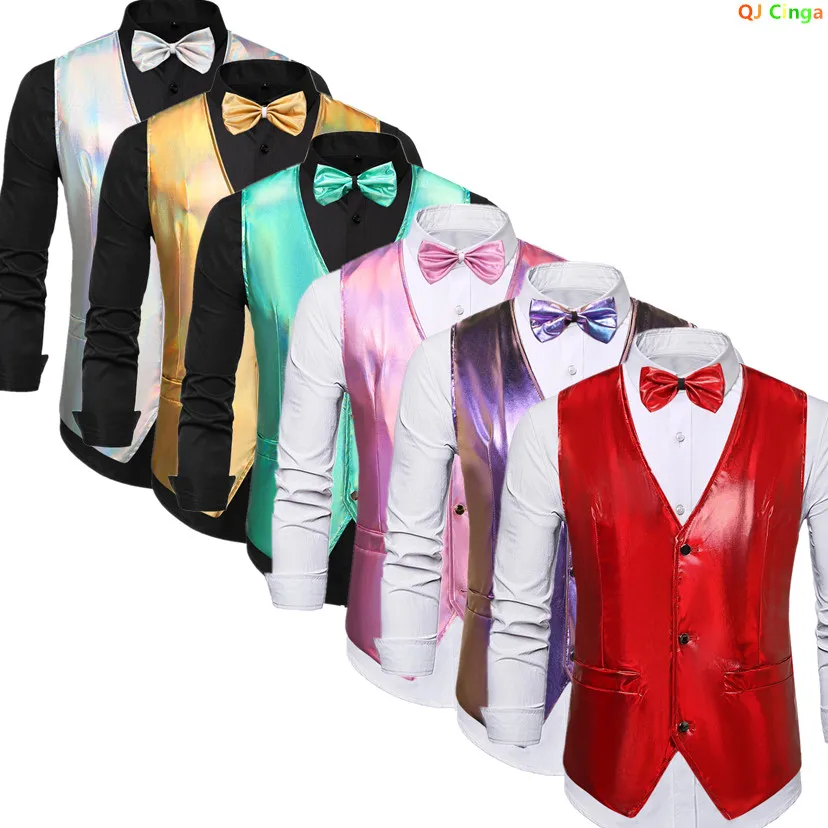 

Red Mens Sleeveless Vest,Single Breasted V-Neck Vests,Wedding/Party/Casual Waistcoat,Gold,Silver,Purple,Pink Available