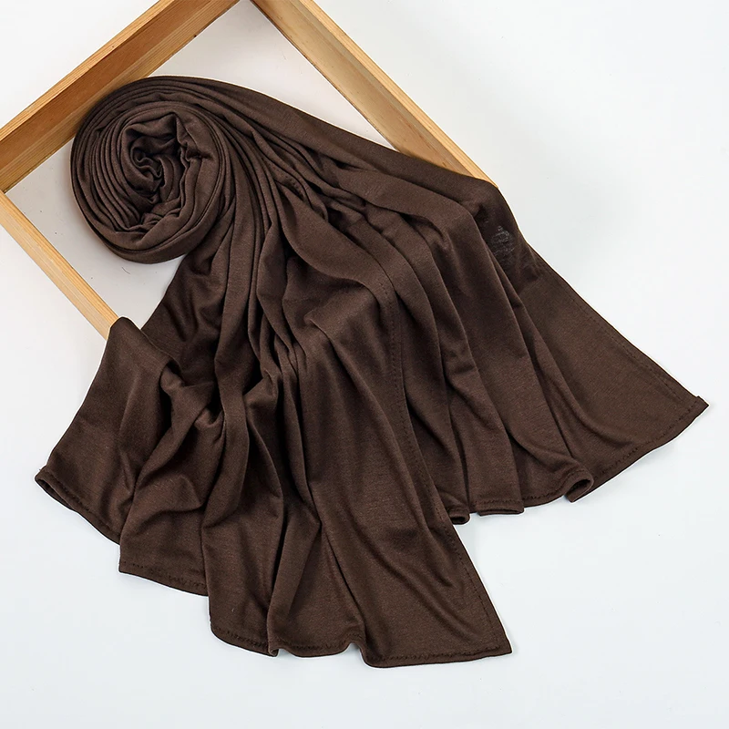 Premium Modal Cotton Jersey Hijab Scarf Muslim Long Shawl Women Plain Soft Islamic Turban Tie Head Wraps Female Headband Bufanda view 2