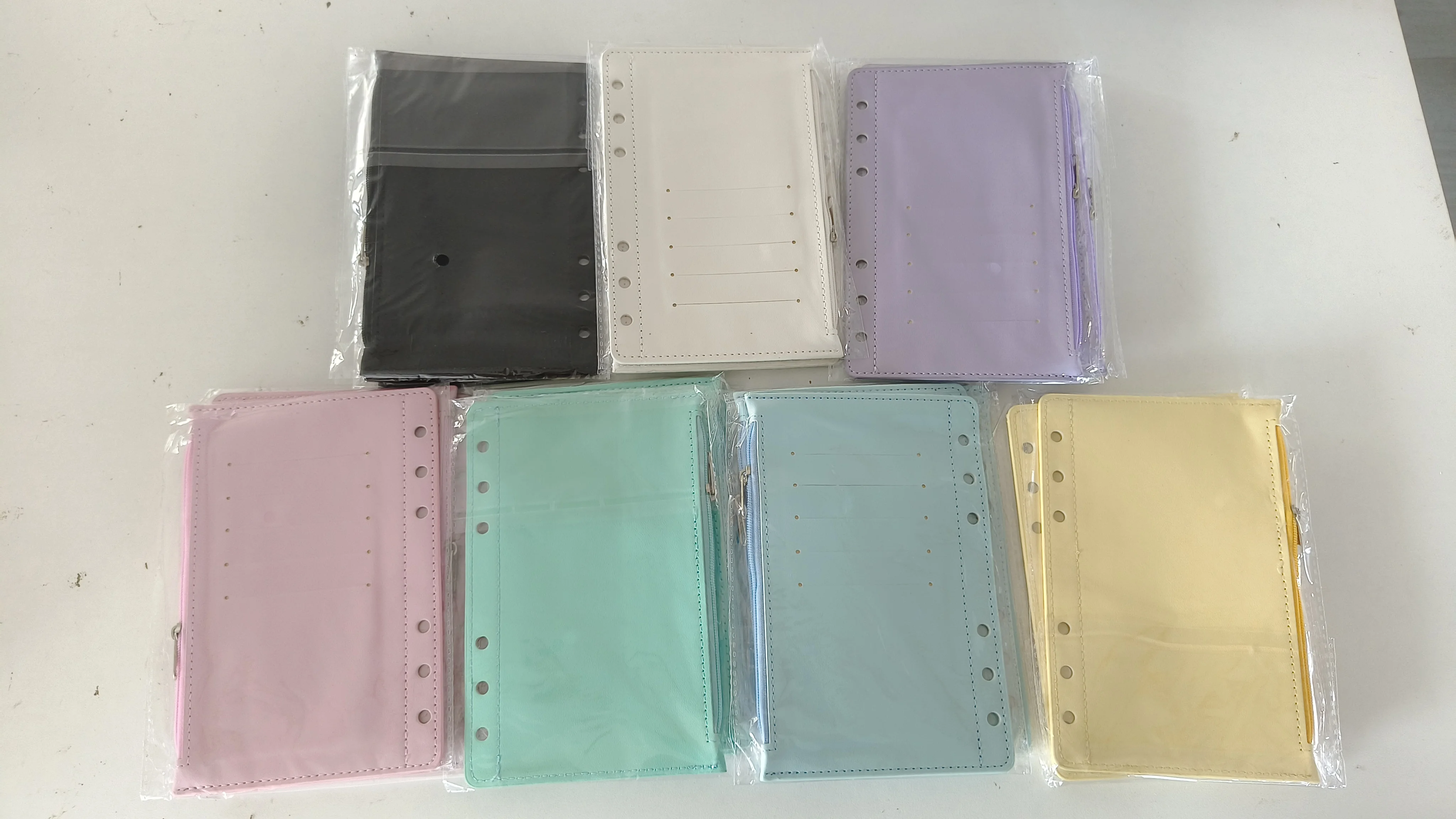 A6 Pink 6-Ring Notebook Binder Loose Leaf Document Filing Bags DIY Document Bag Binder Rings PVC Storage Binding Folder