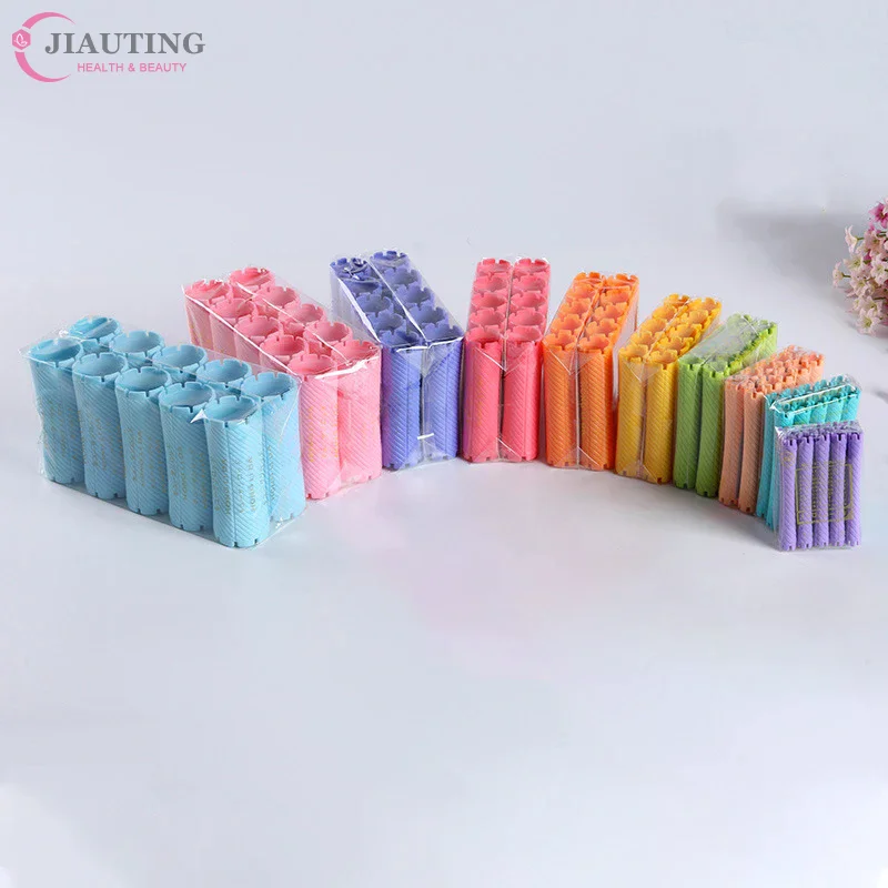 10pcs DIY Heatless Lengthened Hair Roller Stick Perm Tools Hollow Design Spiral Hair Curler Magic Curls Curly Hair Styling Kits