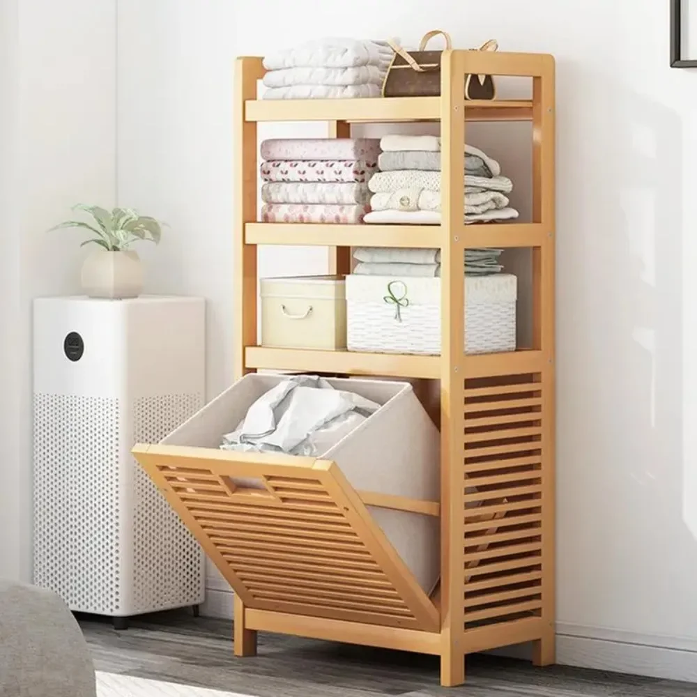 

Wooden Laundry Hamper 3/4 Tier Wooden Dirty Clothes Storage Basket Rack With Tilt Out Baskets Bathroom Bamboo Laundry Baskets ﻿