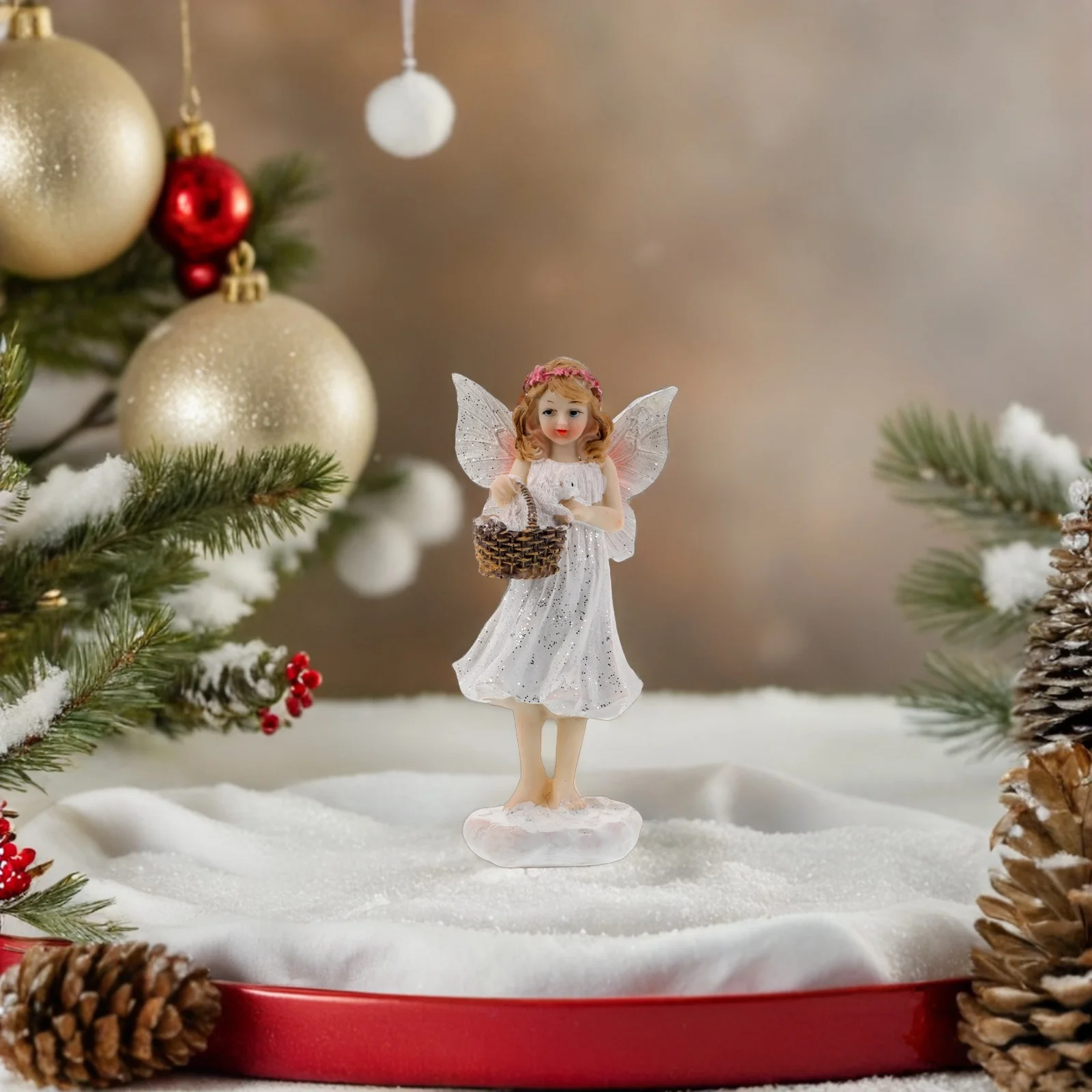 

2Pcs Resin Angel Fairy Figurines Christmas Flower Fairy Statue Indoor Outdoor Garden Ornament Angel Figurines for Gardens