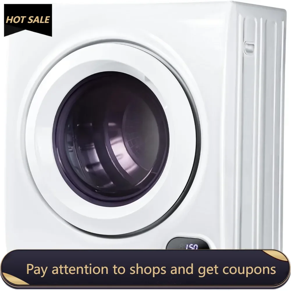 

Compact Laundry Dryer, 2.65 cu ft Front Load Stainless Steel Clothes Dryers With Exhaust Pipe, 1400W, LCD Control Panel，White