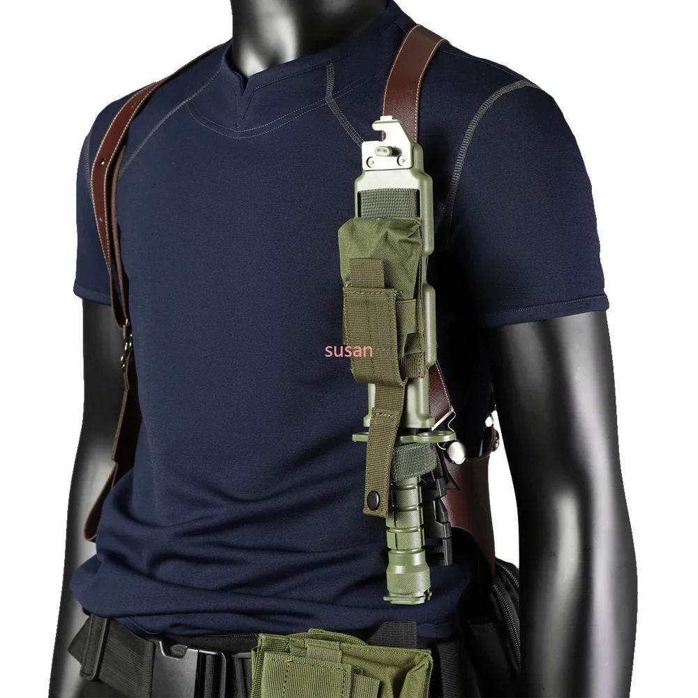 CosplayCarnival Game Leon Kennedy Costume RE Accessories Utility Belt With Bags Hero  Cosplay T-Shirt Officer Armpit Holster Hal