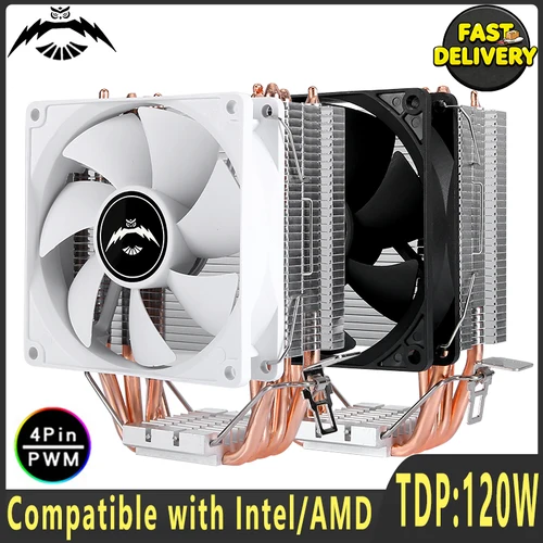 Enfriador de procesador de PC, ventilador de Cpu de refrigeración de 4 tubos de calor, 90mm, 3 pines, 4 pines, Compatible con x79 x99 E5 i3 i5 AM3 AM4 LGA1200 1700 115x2066 2011-3