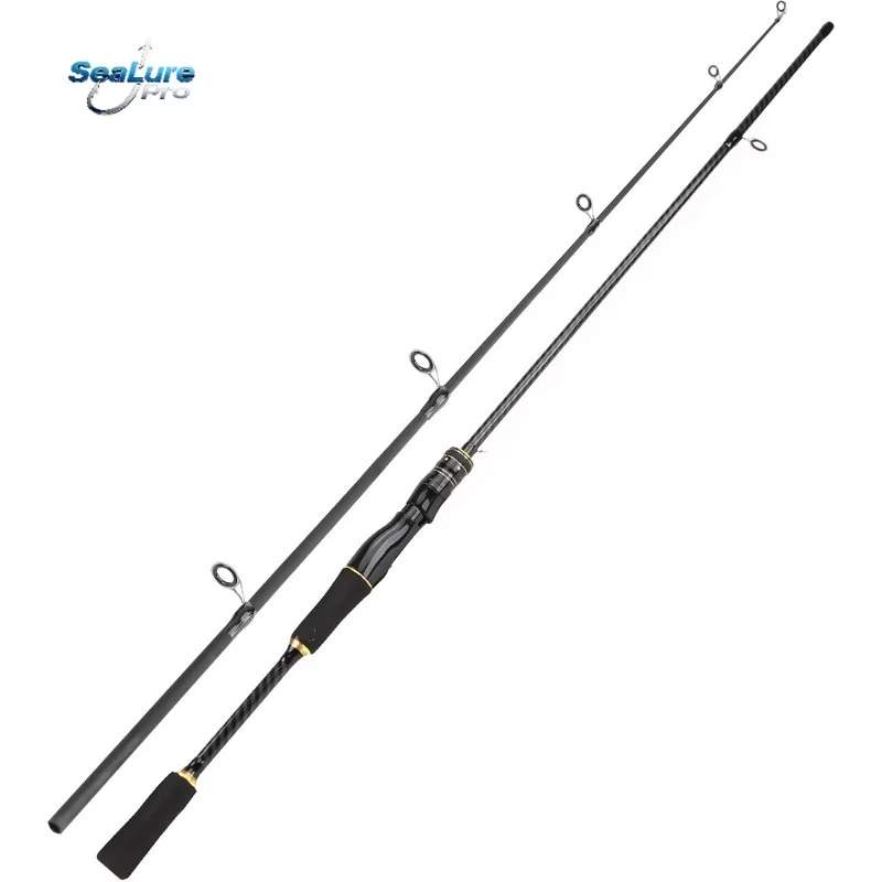 Cross Border Hot 2 Section Fiberglass Spinning Lure Rod Black Red Black Gold 1.8 2.1 2.4M Freshwater Cast Ready Stock Parts