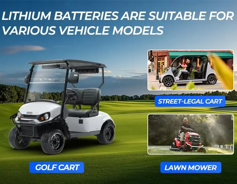 48V 105Ah LiFePO4 Lithium Battery Golf Cart Built-in Smart 200A BMS 25A Charger for RYOBI Electric Lawn Mower