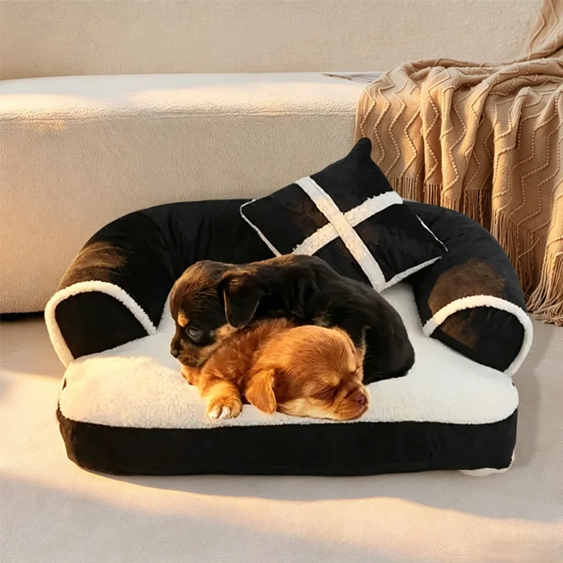 

Black White Pet Bed, All Season Removable Washable, Soft Warm Scratch Resistant, Indoor Living Room Dog Cat Sofa Bed Supplies