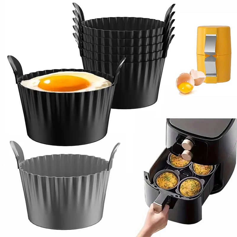 Freidora de aire de silicona para huevos, bandeja para freidora sin aceite, molde para cocinar huevos, crema para hornear, tarta, postres, fabricante de huevos