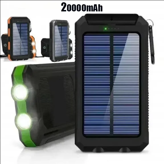 آيفون سامسونج Xiaomi 20000mah powerbank الشمسية ذات سعة كبيرة مكتبة الطاقة المحمولة قوة البنك بطارية احتياطية خارجية