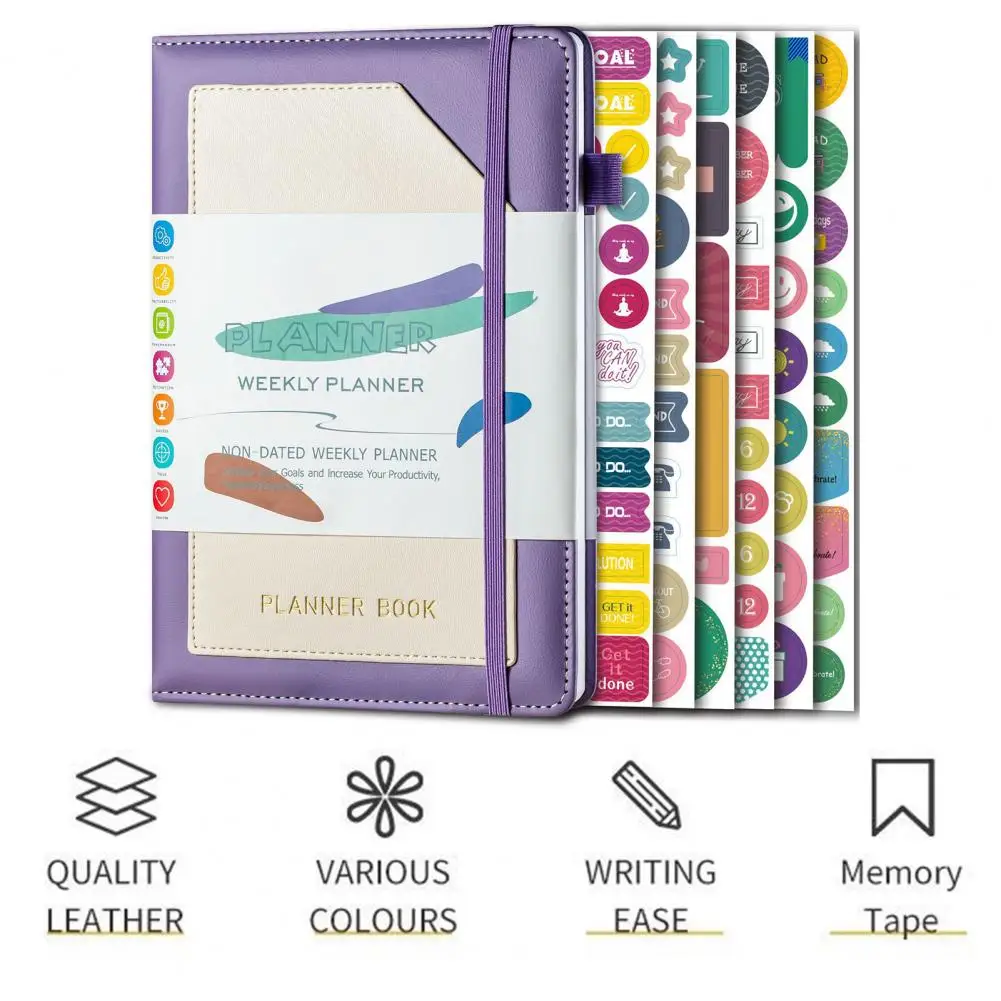 นักวางแผนพร้อมนิสัยติดตามผู้วางแผนที่คู่ควรกับของขวัญพร้อมสติกเกอร์หนังสังเคราะห์2024-2025พร้อมวิสัยทัศน์ติดตามนิสัยสำหรับรายสัปดาห์