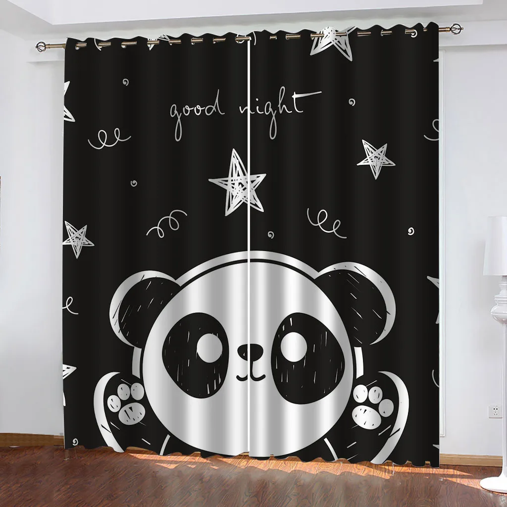 Home Interior Curtains 3D Luxury Animal Cute Panda Window Blackout Curtains For Living Room Bedroom Home Decor 2Pieces