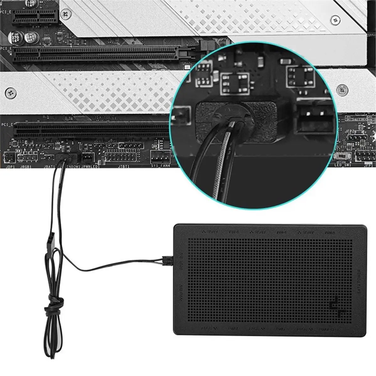 

HGHO DeepCool Fan HUB PWM 5V 3pin ARGB Magnetic Attraction Fan HUB Splitter SATA Power Control Connect Motherboard