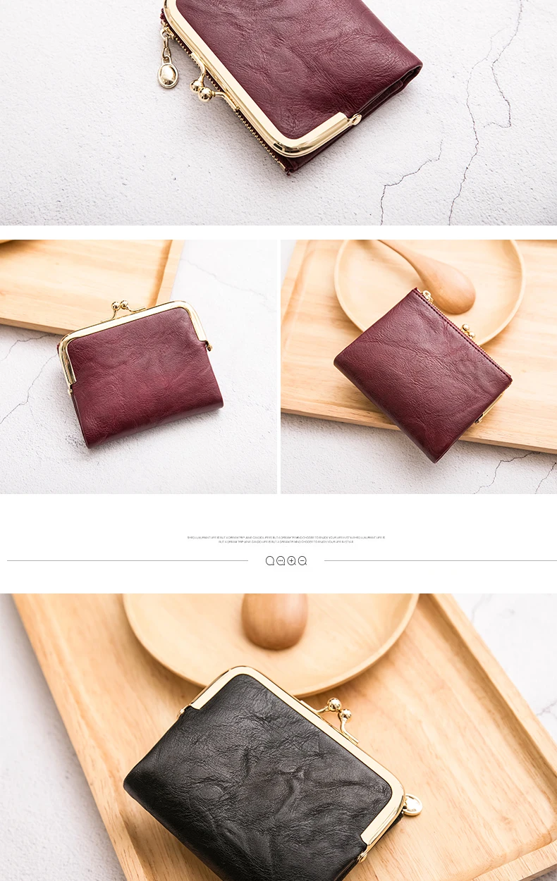 Miyin Damen Geldbörse kleine RFID Damen kompakte Bifold Leder Vintage Geldbörse mit Reiß verschluss und Kuss schloss – Detail 16
