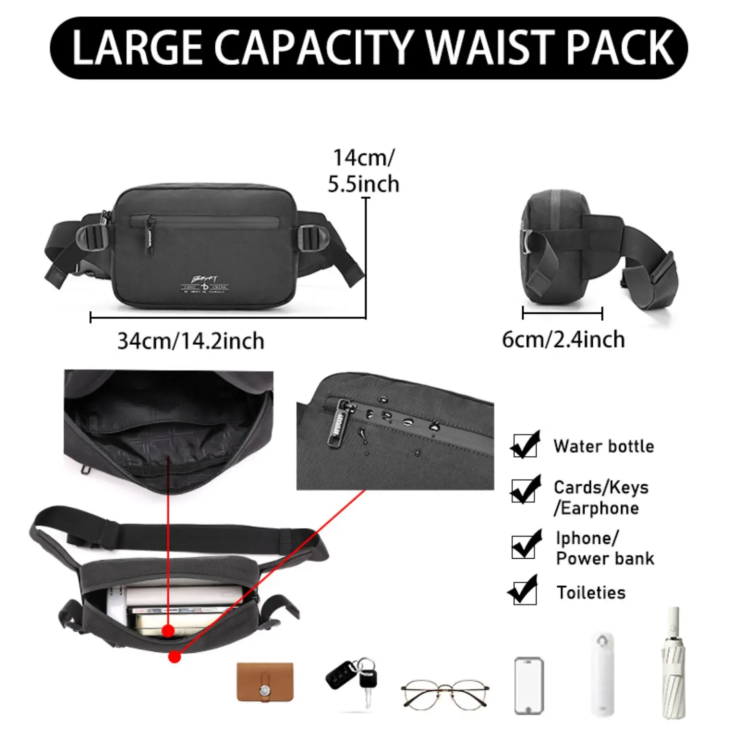 BE SMART Sport Bag Lightweight Gym Chest Crossbody Fanny Pack for Boys and Men Classical Shoulder Bag for Work Sports