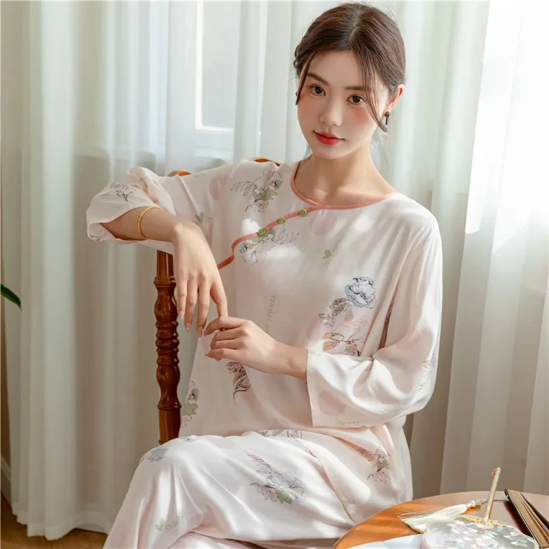 Pyjamas Spring Women's Clothing Sets New Thin Home Loose Cozy Affordable Soft Elegant High-quality Casual Cool Breathable Mature