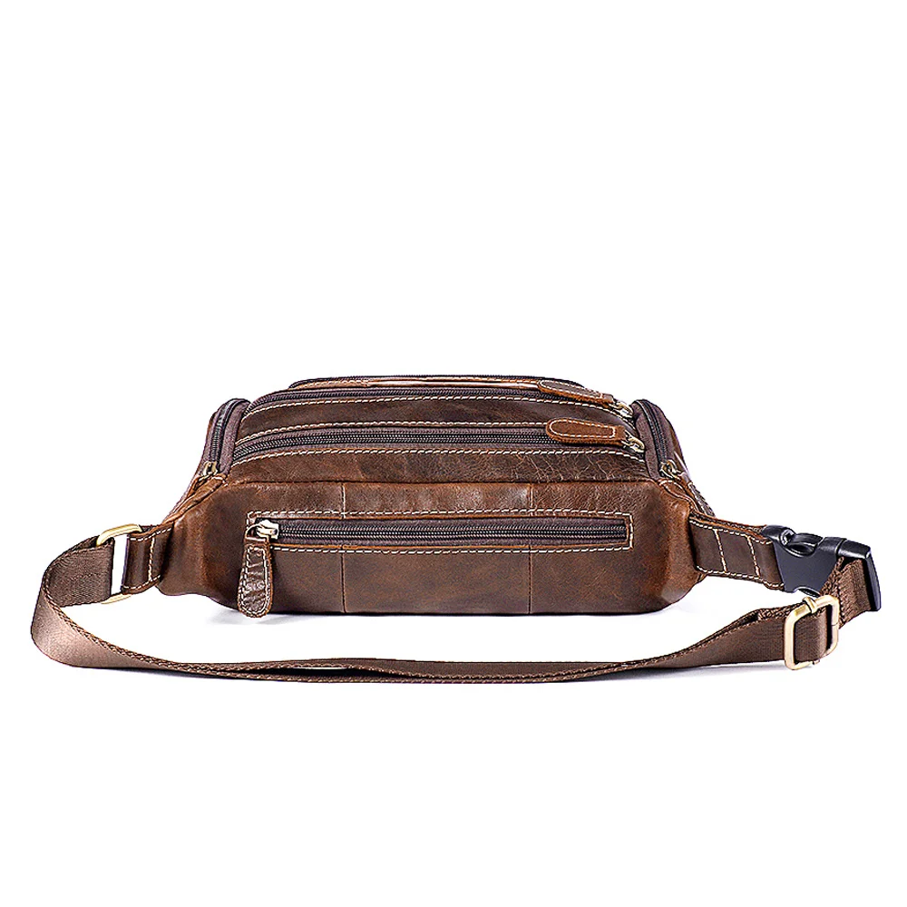 genuine leather Travel Waist Bag Fanny Pack men Leather Belt Waist bags phone pouch small chest messenger for man