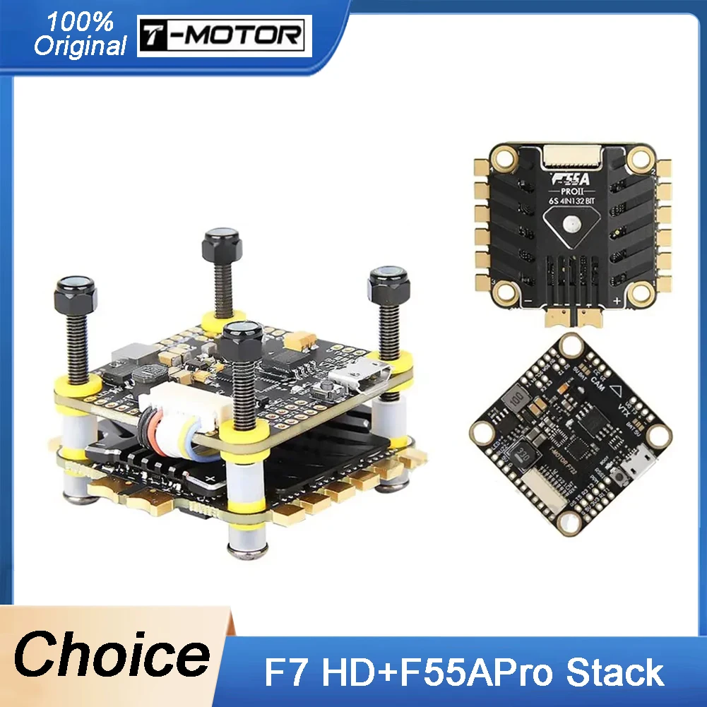 

F7 HD Stack F7 722 HD Flight Controller W/BMI270 + F55A Pro II 3-6S 4in1 Blheli_32 Brushless ESC for RC FPV Racing Drone