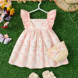 Summer New Small Floral Baby Girl Dress, Rural Style Children'S Sleeveless Clothes With Free Bag (9 Months -3 Years Old)