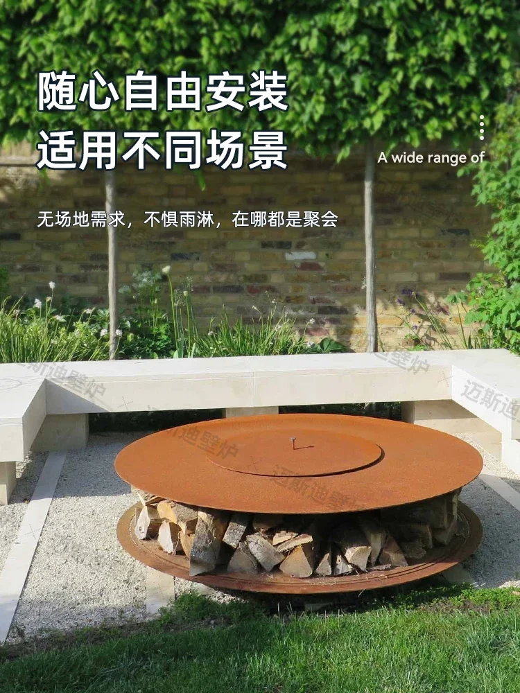 Fireplace Marble Wood Decoration Real Fire Electronic Alcohol Burning Wood Heating Courtyard Villa round Customization