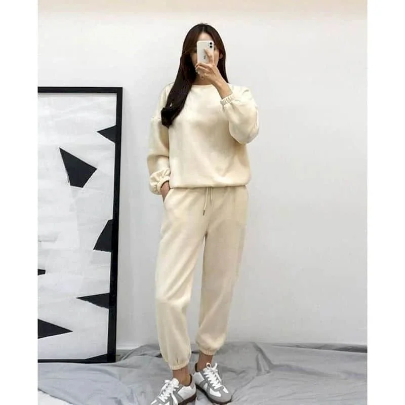 

Pants Sets for Women O-neck Solid Pullover and Casual Sweatpants Two Pieces Sets Women Outfits Loose High Street Y2k Clothes