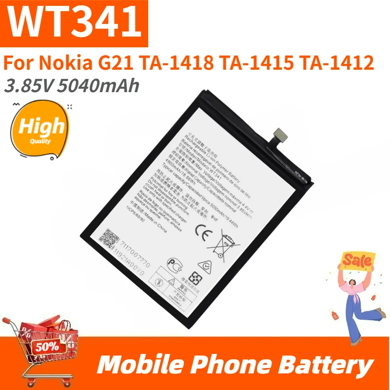 

High Quality WT341 Mobile Phone Battery 3.85V 5040mAh For Nokia G21 TA-1418 TA-1415 TA-1412 Brand New Replacement Battery