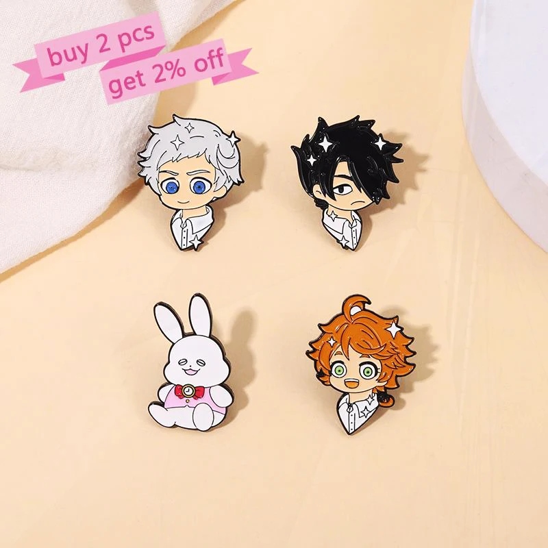 Ray Pines Anime Lapel Badges Cartoon Jewelry Gift for Kids Friends The Promised Neverland Enamel Brooch Custom Emma Norman