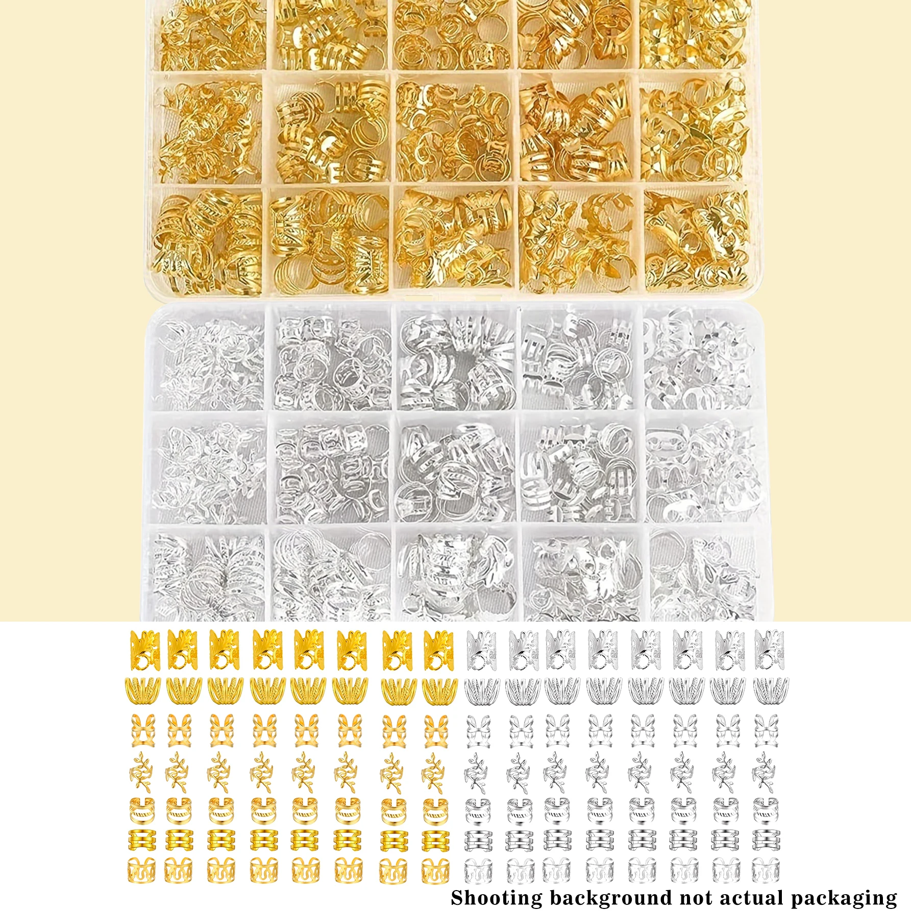 70Pcs Alloy Hair Beads & Braiding Rings, Adjustable Accessories
