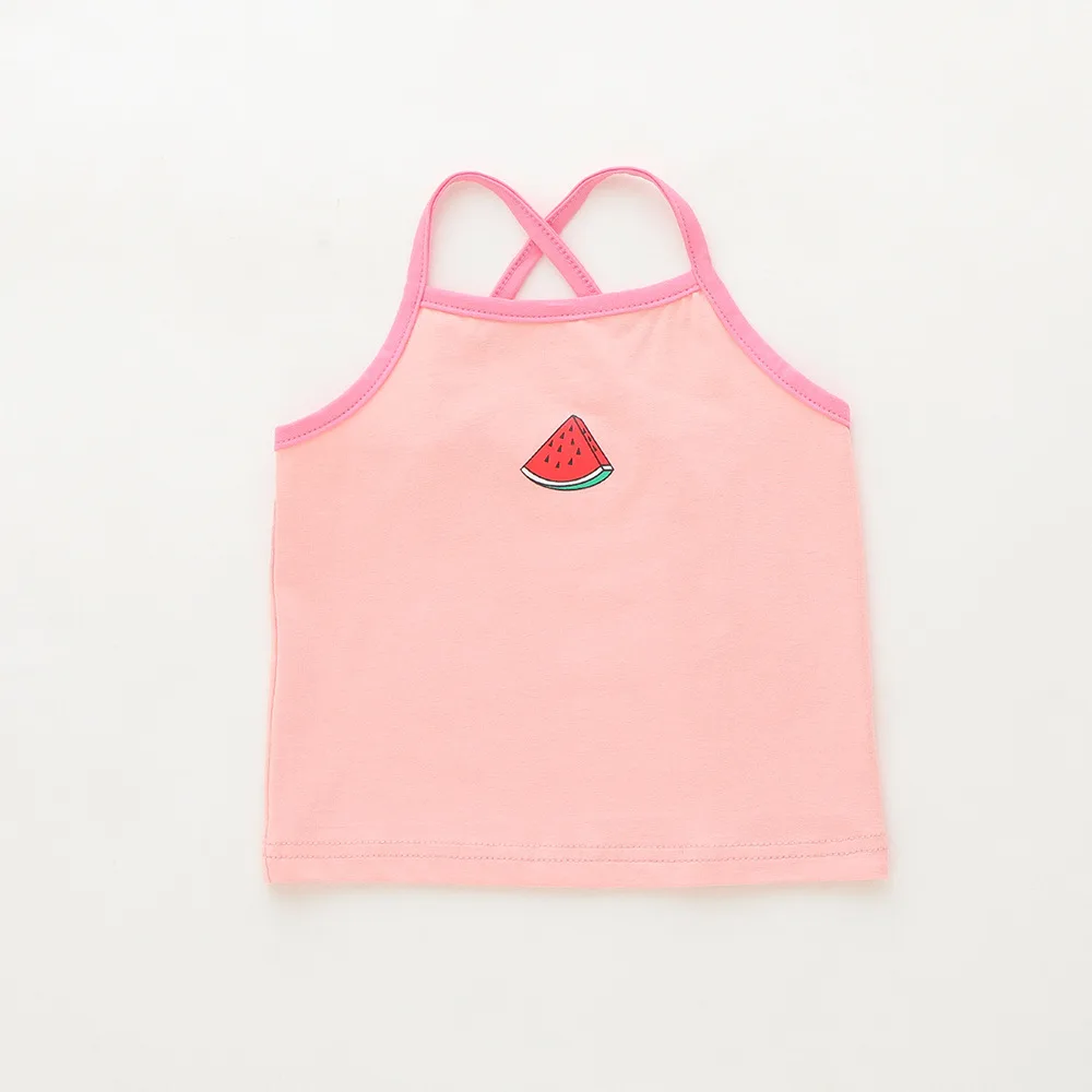 Newborn Girls Pure Color Vest Summer Home Clothes Simple Sleeveless Tops Inside For Baby Printed Short Pants Fashion Cute 2pcs