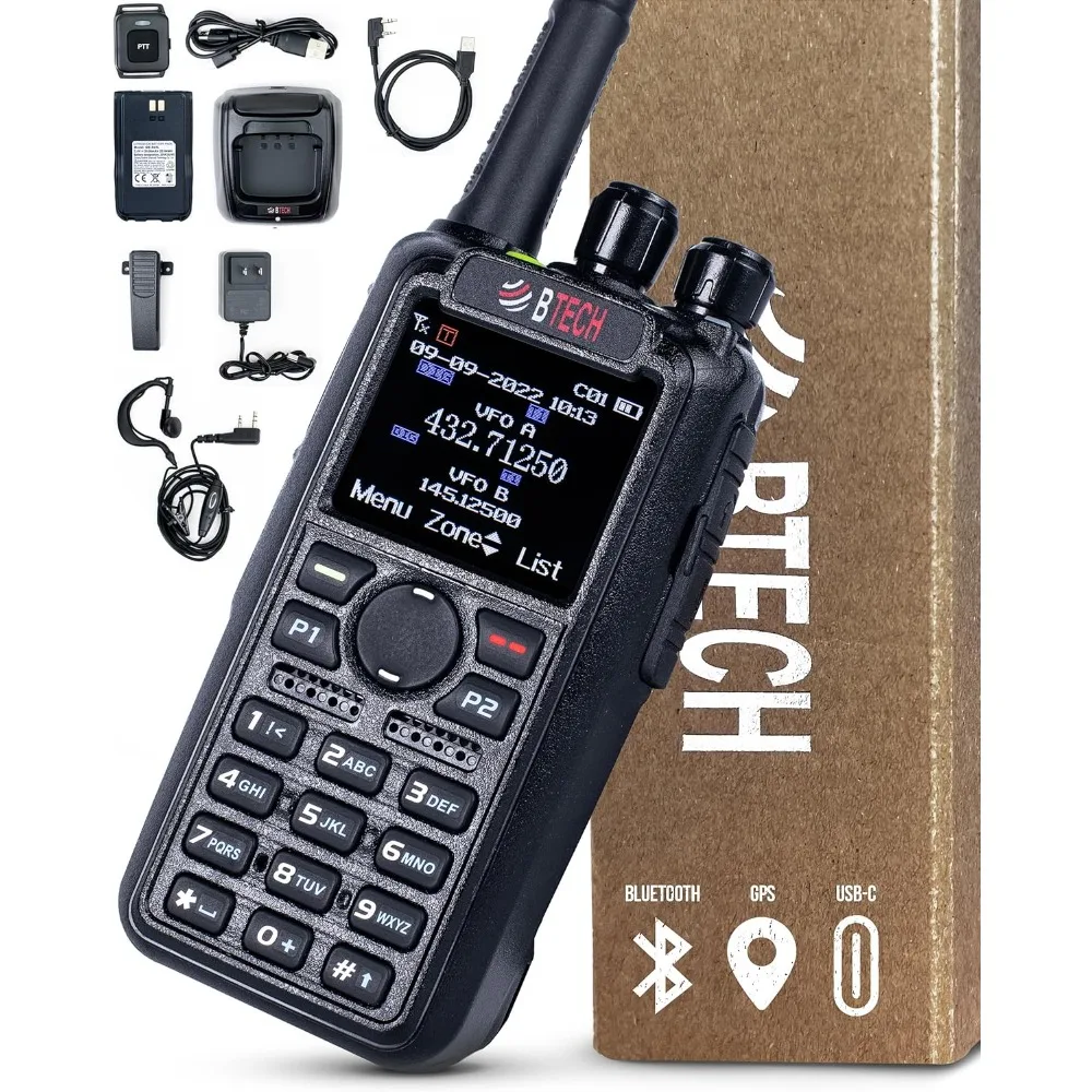 DMR-6X2 PRO DMR & Analog Two-Way Radio (Bluetooth + GPS) USB-C Battery – 7W VHF/UHF