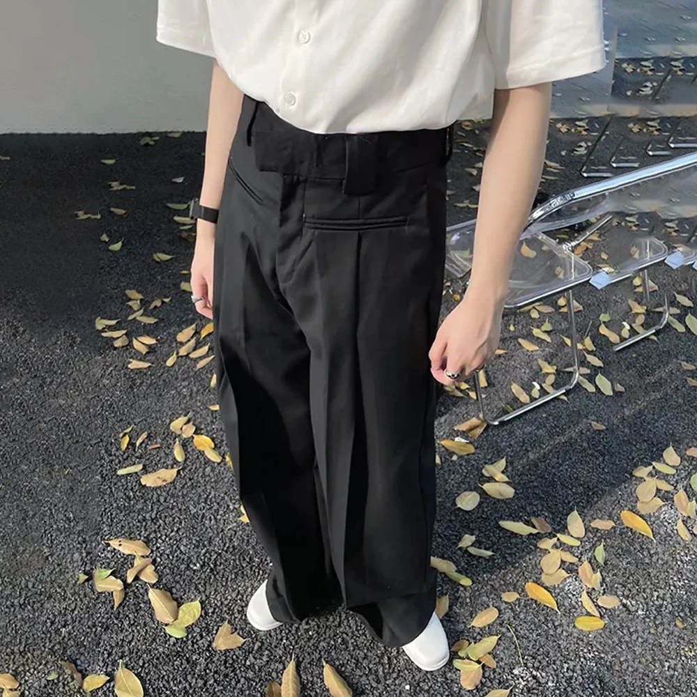 Mens Trousers Reverse Design Front Pocket Wide Leg Pants Autumn Fashion Couple Versatile Simple Daily Casual Pants Unisex 2024