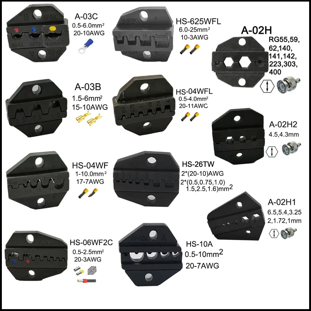 plier jaws crimping tool HS-03BC HS-40J HS-03B HS-03C HS-04WF HS-2546B HS-35WF HS-625WFL HS-06WF2C HS-10A HS-25J