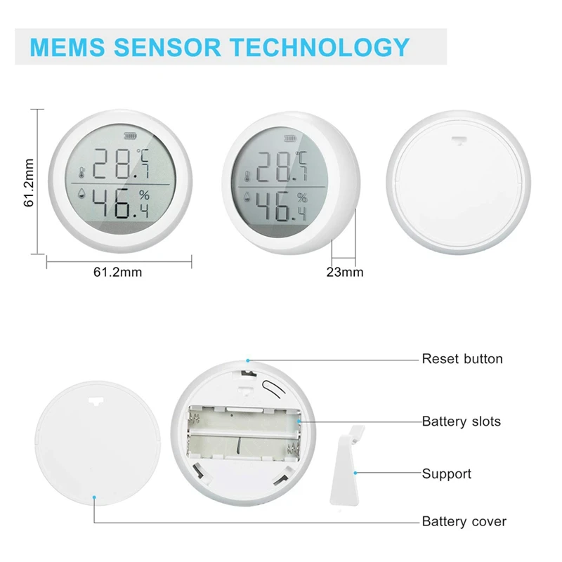 Wifi Smart Zigbee Temperature And Humidity Sensor LCD Screen History Record Smart Home Security Remote Control