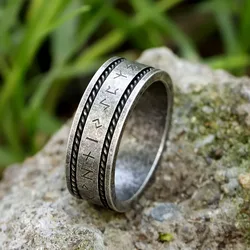 2024 New Creative 316L Stainless Steel Viking chain rune Ring For Men Fashion retro Amulet fashion Jewelry Gift free shipping
