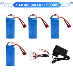 7.4V 4000mAh Lipo battery FOR Wltoys 144001 144010 124017 124019 12428 12423 Upgraded rechargable battery for RC cars boat parts