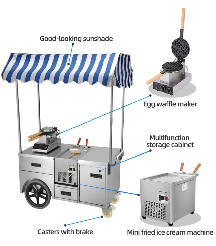 Muti Function Electric Food Truck Ice Cream Egg Waffle Street Mobile Electrical Custom Snack Food Truck Machine