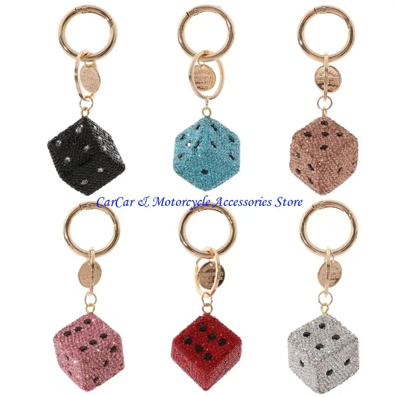 

Dices Keychain Enhanced By Brilliant Rhinestones For Adding Elegances To Any Occasion Stylish Individuals Everyday Use G5AD