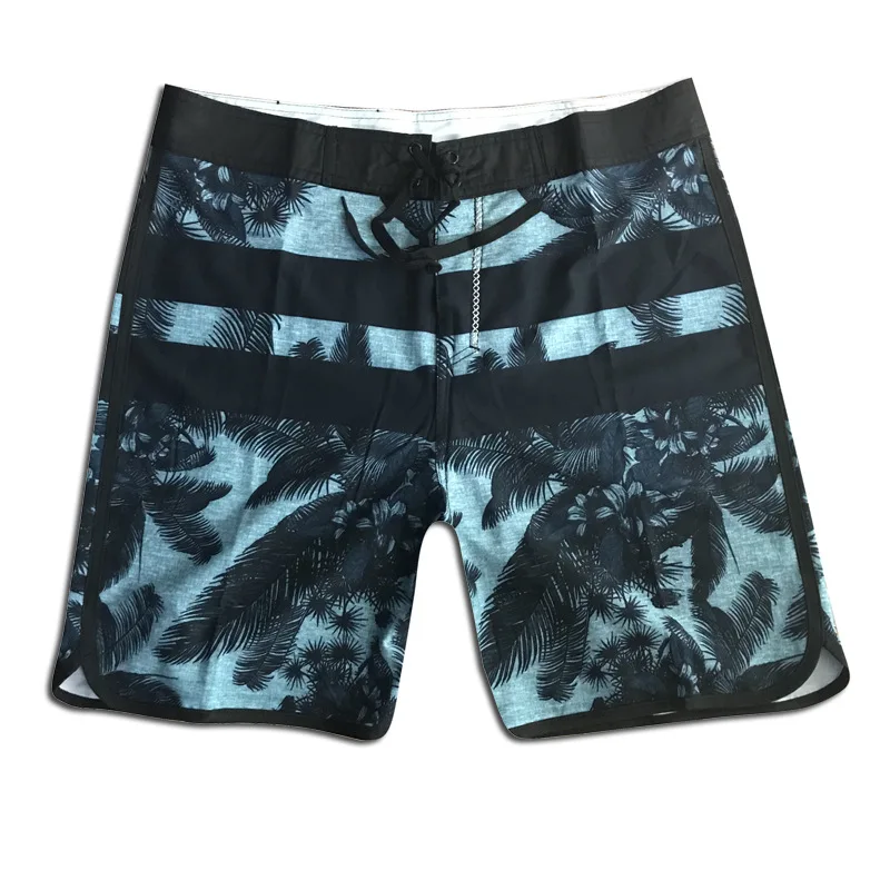 Cross-border hot men's surf beach pants elastic quick drying plant print fitness men feather flower casual shorts