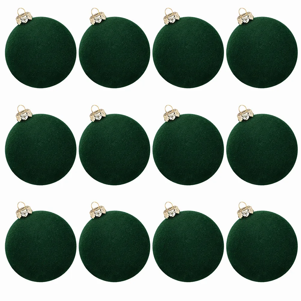 12PC Christmas Balls Flocking Balls Velvet Christmas Balls Christmas Window Decorations Christmas Tree Pendants Flocking Christm