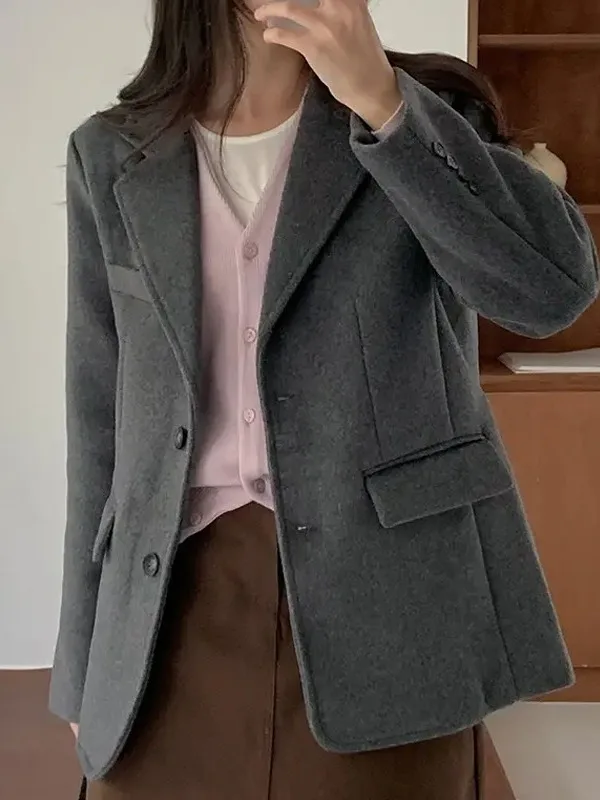 

Шикарный винтажный повседневный женский костюм, шерстяное пальто, новинка зимы 202, высококачественный плащ Ele Faion, женская верхняя одежда