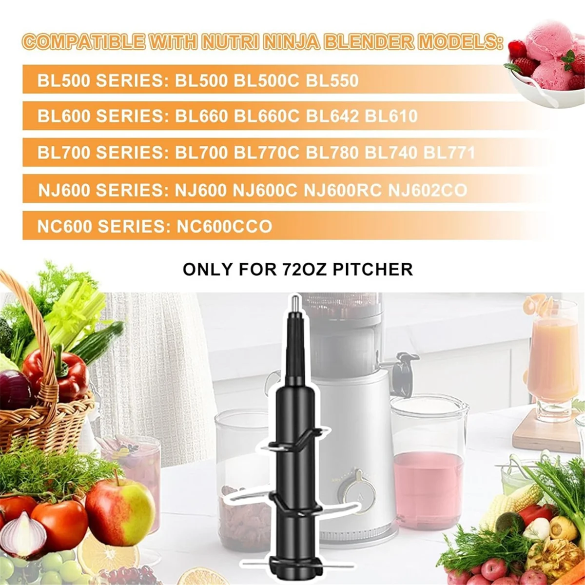 เครื่องปั่น 6 ใบมีดสําหรับ Ninja 72 ออนซ์เหยือก BL660 BL681A BL682 BL700 BL780 BL910 BN701 BN751 BN801 CO610 ผสม