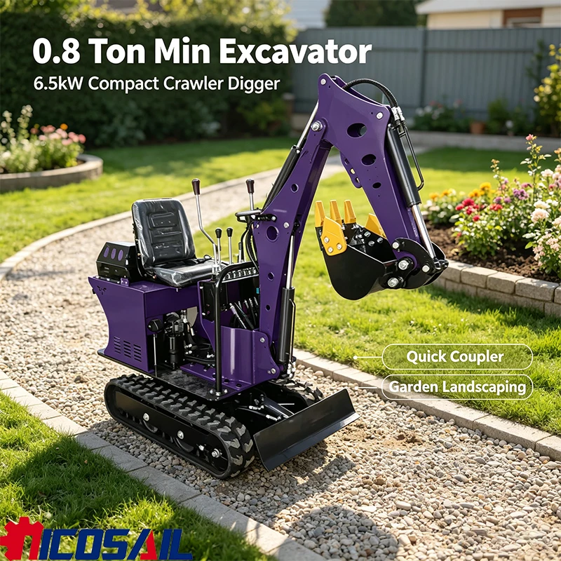 0.6 Ton Mini Excavator 6.5kW Compact Crawler Digger with Quick Coupler for Garden Landscaping Small Construction Work